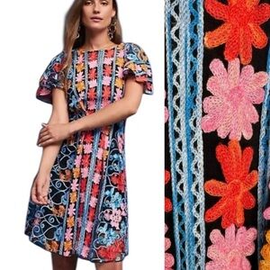 NWT Anthropologie Eva Franco Liliou Dress Nocturnal Bloom Black Size 2